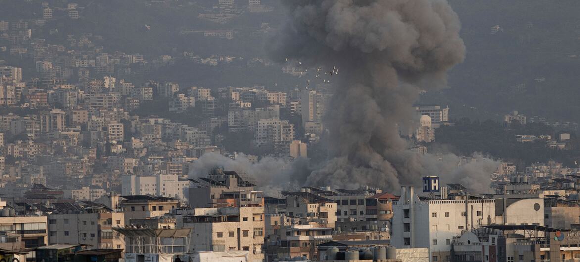 Smoke rises after an airstrike in a southern suburb of Beirut, the Lebanese capital.