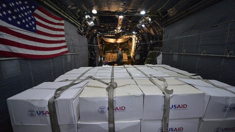 Picture of USAID shipping in cargo hold