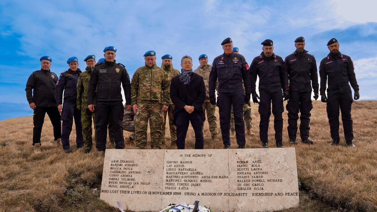 peacekeepers standing in field for rememberance event