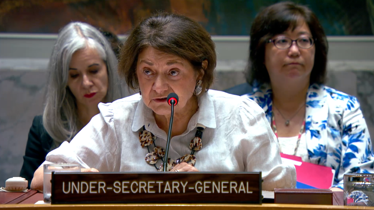 Under-Secretary-General for Political and Peacebuilding Affairs Rosemary DiCarlo briefs the Security Council. 