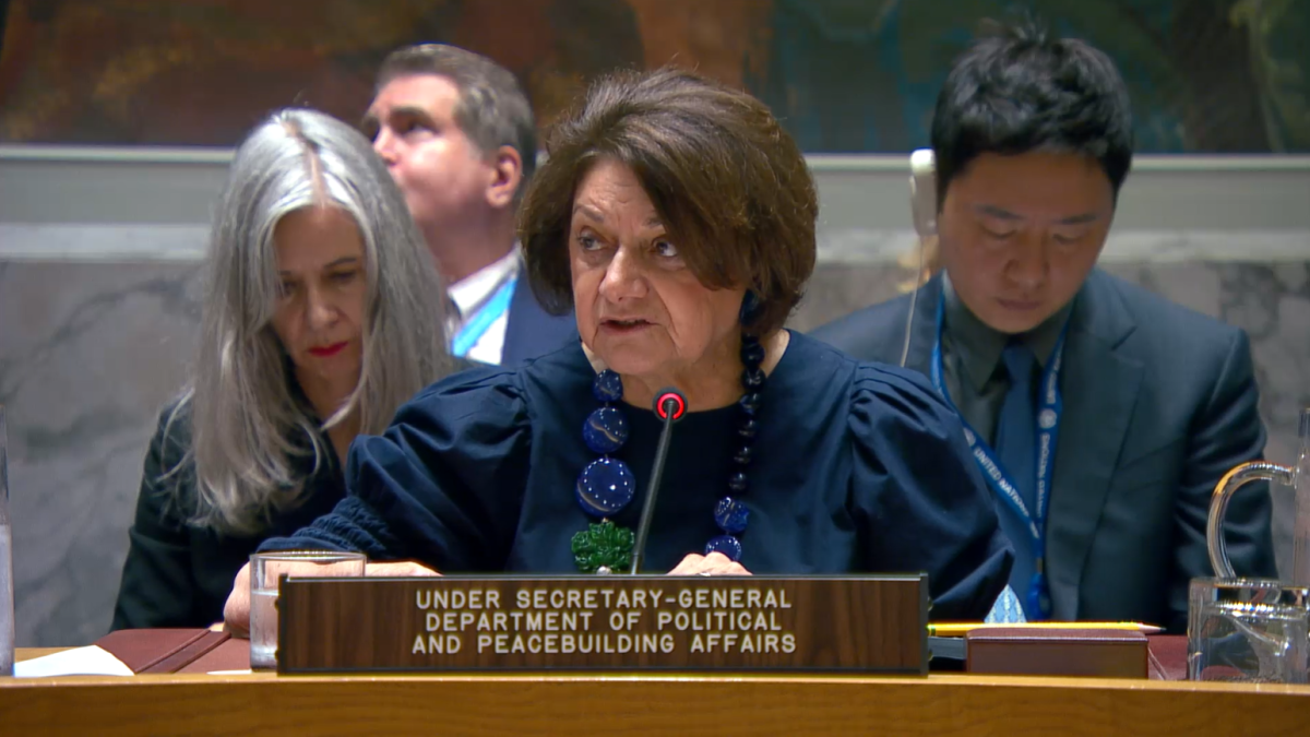 Under-Secretary-General for Political and Peacebuilding Affairs Rosemary DiCarlo briefs the Security Council. 