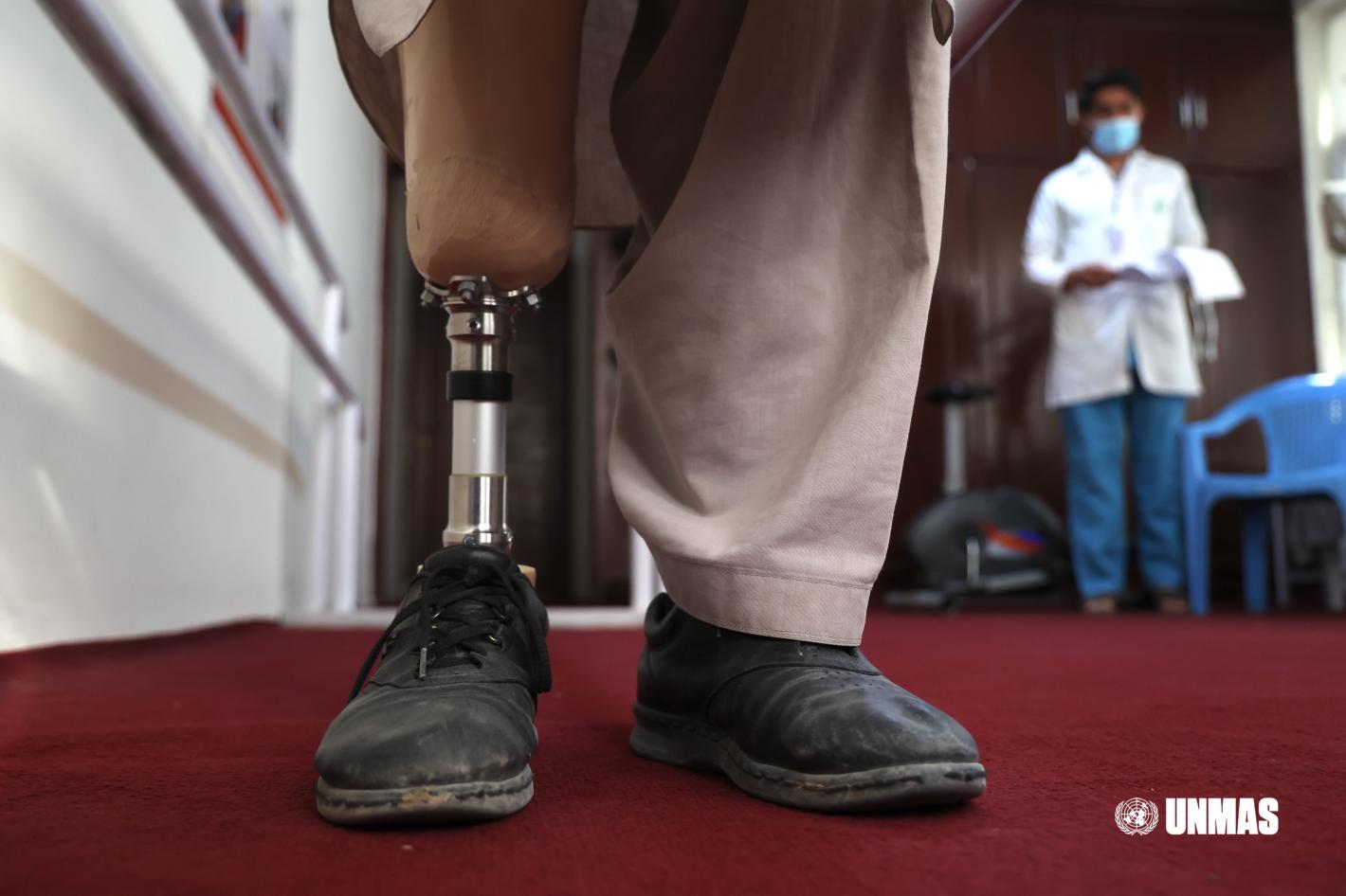 An Afghan man at a center for PwD in Kabul