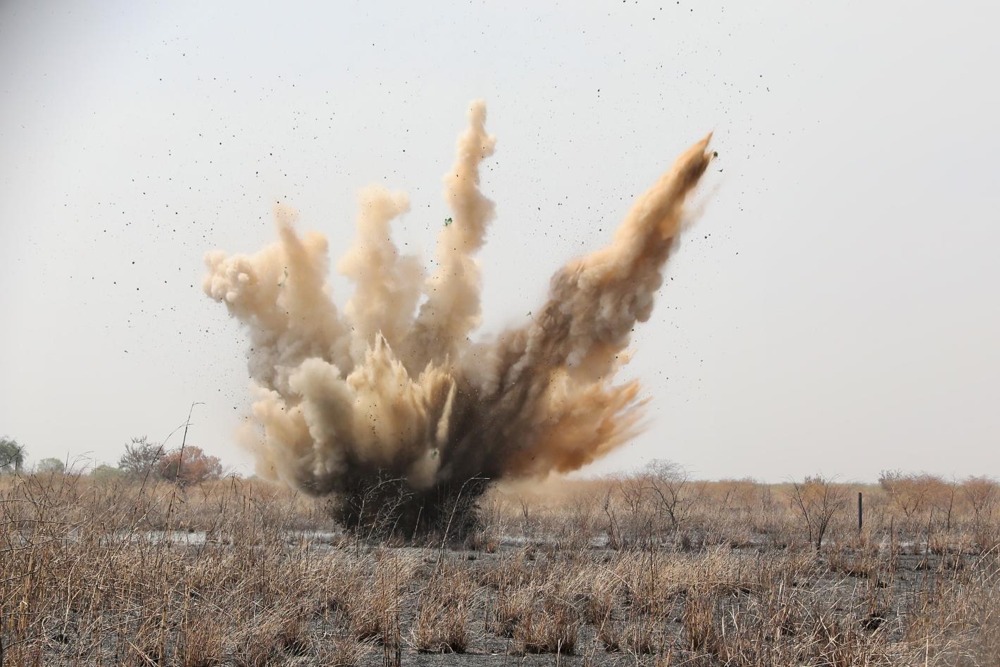 an explosion on a field