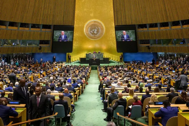 Le hall de l'Assemblée générale de l'ONU, à New York.