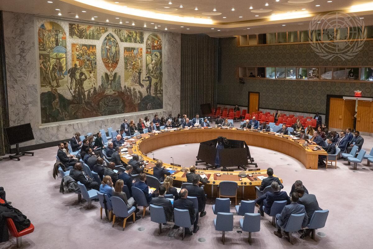 A wide view of the Security Council meeting on the situation in Libya. 