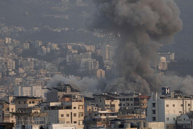 Smoke rises after an airstrike in a southern suburb of Beirut, the Lebanese capital.